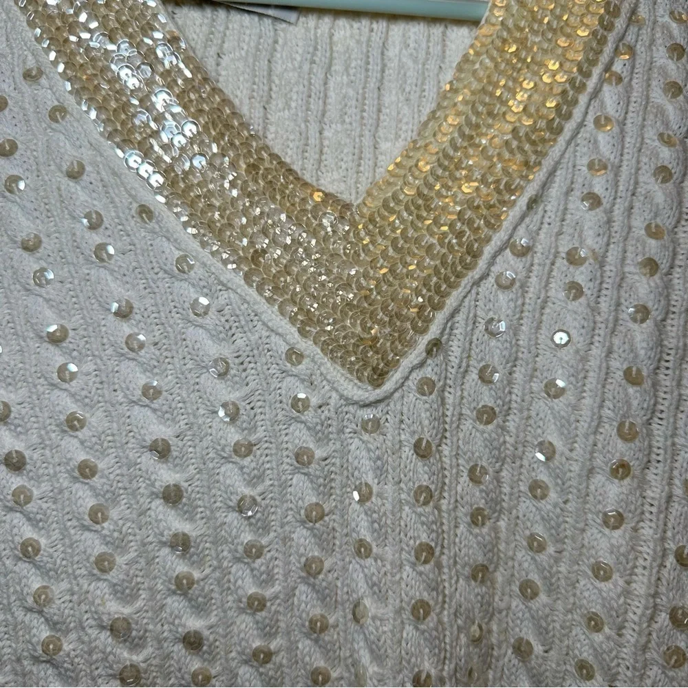 Eleanor P Brenner Vintage Gold Trim White Sweater Size Small - Picture 3 of 10